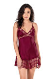 Arias Closet Bordo Kısa Saten Gecelik OZN-14148