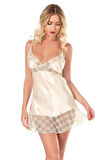 Arias Closet Fildişi Kısa Saten Gecelik OZN-14149
