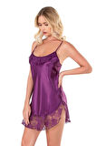 Arias Closet Mor Kısa Saten Gecelik OZN-14161
