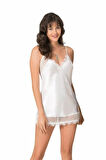 Arias Closet Ekru Kısa Saten Gecelik OZN-21924