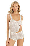 Arias Closet Ekru Saten Şort Takımı 9221 OZN-22545