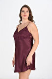 Arias Closet Büyük Beden Mürdüm Gecelik 2108 OZN-22665