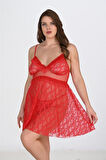Arias Closet Büyük Beden Kırmızı Gecelik 3040 OZN-22671