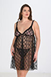 Arias Closet Büyük Beden Siyah Gecelik 3041 OZN-22672