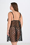 Arias Closet Büyük Beden Siyah Gecelik 3041 OZN-22672