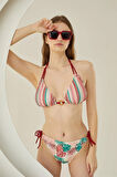 Aria's Closet Yandan Bağlamalı Şık Tasarım Soft Tropikal Üçgen Bikini Takımı
