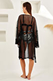 Aria's Closet Siyah Uzun Kollu File Pareo