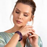 Hem Bileklik - Hem Kolye - Hem Tesbih 99lu Mor Ametist Doğaltaş Takı