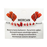 Makrome Örgülü Basic Model Mercan Doğaltaş Kadın Bileklik