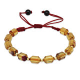 Makrome Örgülü Sarı Dorika Top Süslemeli Şeffaf Bonibon Ateş Kehribar Kadın Bileklik