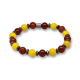 Küre Kesim Sarı Kırmızı Jade Akik Hematit Doğaltaş Erkek Taraftar Bileklik M2