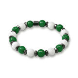 Küre Kesim Yeşil Beyaz Jade Hematit Doğaltaş Erkek Taraftar Bileklik M2