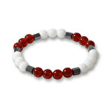 Küre Kesim Kırmızı Beyaz Jade Akik Hematit Doğaltaş Erkek Taraftar Bileklik