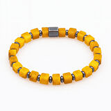 Hematit Doğaltaş Kombinli Küp Kesim Hardal Rengi Doğal Damla Kehribar Kadın Bileklik