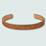 Erkek Bakır Bileklik - Greek Desenli - Esnek Yapılı