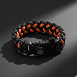 Pusulalı Çakmaklı Taktik Paracord Bileklik - Alev Kamuflaj Desen - Kamp ve Doğa Sporları İçin