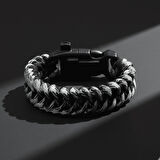 Pusulalı Çakmaklı Taktik Paracord Bileklik - Şehir Mavi Kamuflaj Desen - Kamp ve Doğa Sporları İçin