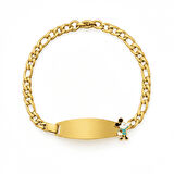 Çocuk Çelik Bileklik - İsme Özel Yazılı - Altın Renk - Mickey Mouse Figürlü - Figaro Zincirli