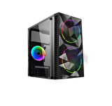 REVENGE MAGIC 300W TEMPERLI CAM SIYAH 2 x Rainbow Fanlı Atx Kasa