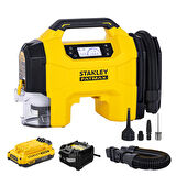 STANLEY SXVI02001A 12V/18V 2Ah Li-ion Şarjlı 160 PSI Dijital Göstergeli Lastik&amp;Yatak Şişirme Pompası+Araç Süpürgesi
