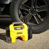 STANLEY SXVI02001A 12V/18V 2Ah Li-ion Şarjlı 160 PSI Dijital Göstergeli Lastik&amp;Yatak Şişirme Pompası+Araç Süpürgesi