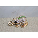 Periboia Swarovski Taşlı Minik Figür - Kurbağa 