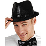 Periboia Siyah Payetli Fötr Şapka Yetişkin Boy