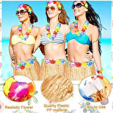 Periboia Yetişkin ve Çocuk Uyumlu Saman Renk Hawaii Etek 12 Adet