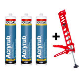 Periboia Soudal Silikonize Mastik Yapıştırıcı Krem 500gr 3 Ad Derz Su Geçirmez Boyanabilir-Silikon Tabancası