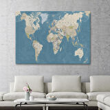 Harita Sepeti Dünya Haritası Dekoratif Kanvas Tablo 1040