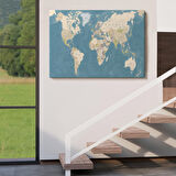 Harita Sepeti Dünya Haritası Dekoratif Kanvas Tablo 1040