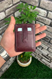 Derije Hakiki Deri Crazy Bordo Kartlık (T1469)