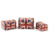Dekoratif Ahşap Üçlü Takı Kutusu İngiltere Bayrağı Temalı