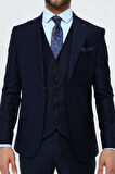 Guild 1042 Slim Fit Sivri Yaka Lacivert Takım Elbise