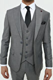 Guild 1042 Slim Fit Sivri Yaka Gri Takım Elbise