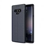 Smcase Samsung Galaxy Note 9 Kılıf Deri Dokulu Silikon   Tam Kapatan Cam