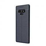 Smcase Samsung Galaxy Note 9 Kılıf Deri Dokulu Silikon   Tam Kapatan Cam