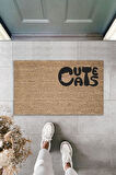 Dijital Baskı Kahverengi Kedili Cute Cats Dekoratif Kapı Paspası K-2062