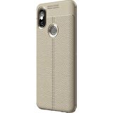 Smcase Xiaomi Mi Max 3 Deri Dokulu Silikon Kılıf  Nano Ekran Koruyucu