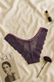 Mor Dantel Detaylı Push Up Sütyen Takımı
