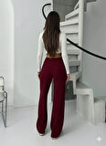 Fitilli şardonlu pantolon bordo a4058