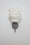 Dekor Eva Gül Üst Beyaz-alt Gümüş Kablosuz Pilli Ledli Duvar Aydınlatması Aplik