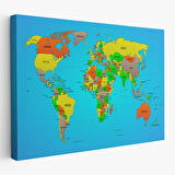 Harita Sepeti Dünya Haritası Dekoratif Kanvas Tablo 1048