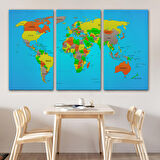 Harita Sepeti Dünya Haritası Dekoratif Kanvas Tablo 1048