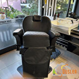 Siyah Baklava Desenli Çocuk Tıraş Koltuğu Yükseltici, Çocuk Berber Koltuğu Traş Pufu, Çocuk Yükseltici Minder, Çocuk Kuaför Minderi