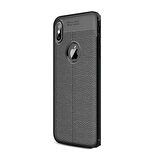 Smcase iPhone XS Max Kılıf Deri Dokulu Silikon   Nano Ekran Koruyucu