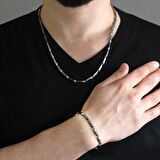 Tesbihane Silver Renk 317L Çelik Singapur Zincir&Bileklik Kombini