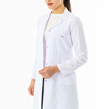 Spor Yaka Uzun Kol Kadın Doktor Önlüğü Alpaka Kumaş Beyaz (RNKO101)