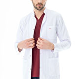 Hakim Yaka Uzun Boy Erkek Doktor Önlüğü Alpaka Kumaş Beyaz (BEO103)