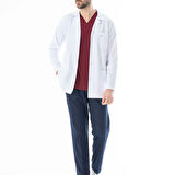 Spor Yaka Ceket Boy Erkek Doktor Önlüğü Alpaka Kumaş Beyaz (BEO101)